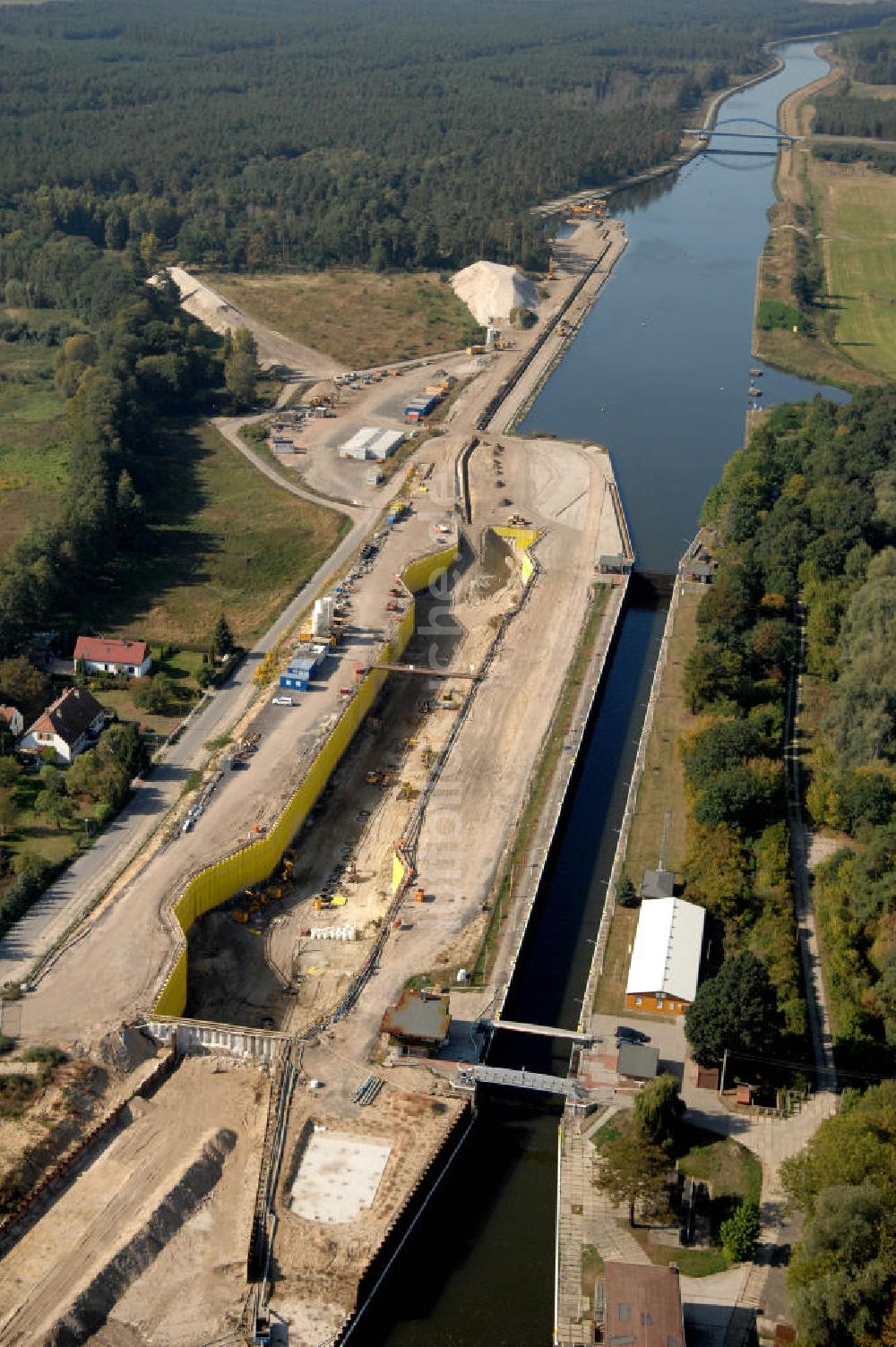 Luftbild Wusterwitz - Baustelle der 2. Schleuse Wusterwitz