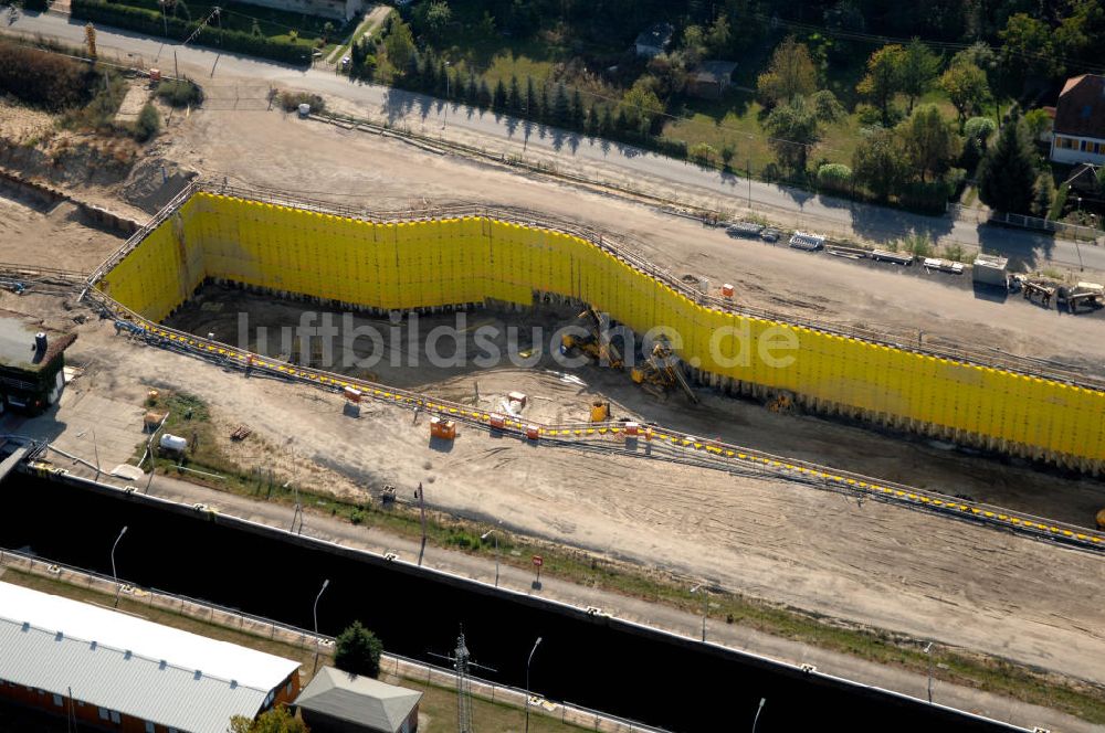 Luftaufnahme Wusterwitz - Baustelle der 2. Schleuse Wusterwitz