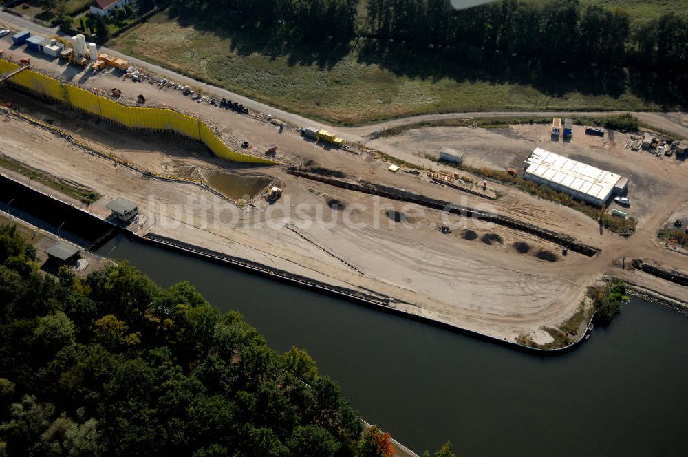 Wusterwitz von oben - Baustelle der 2. Schleuse Wusterwitz