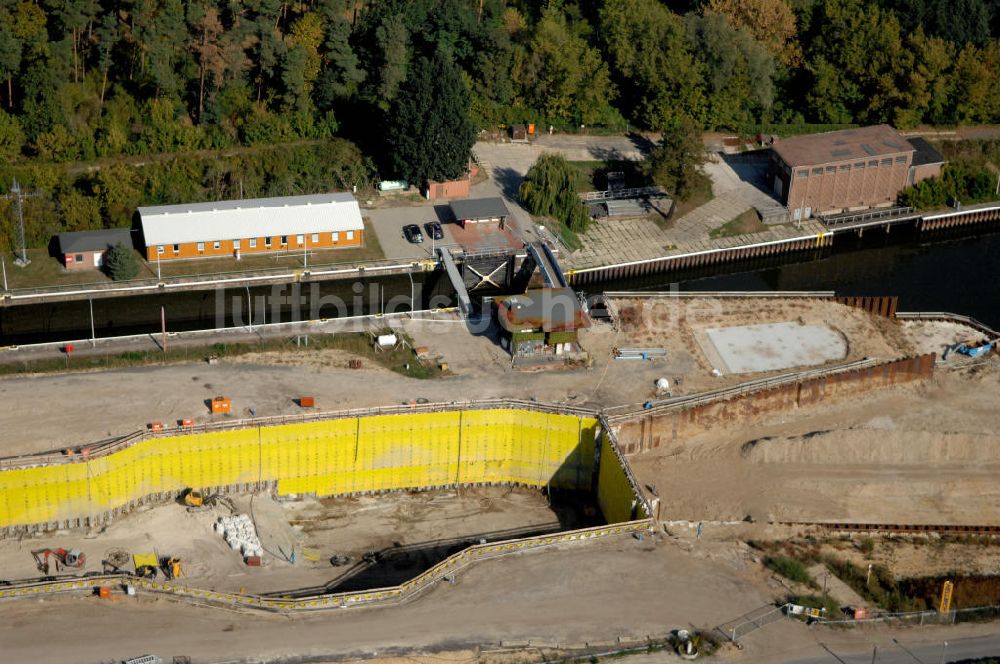 Wusterwitz von oben - Baustelle der 2. Schleuse Wusterwitz