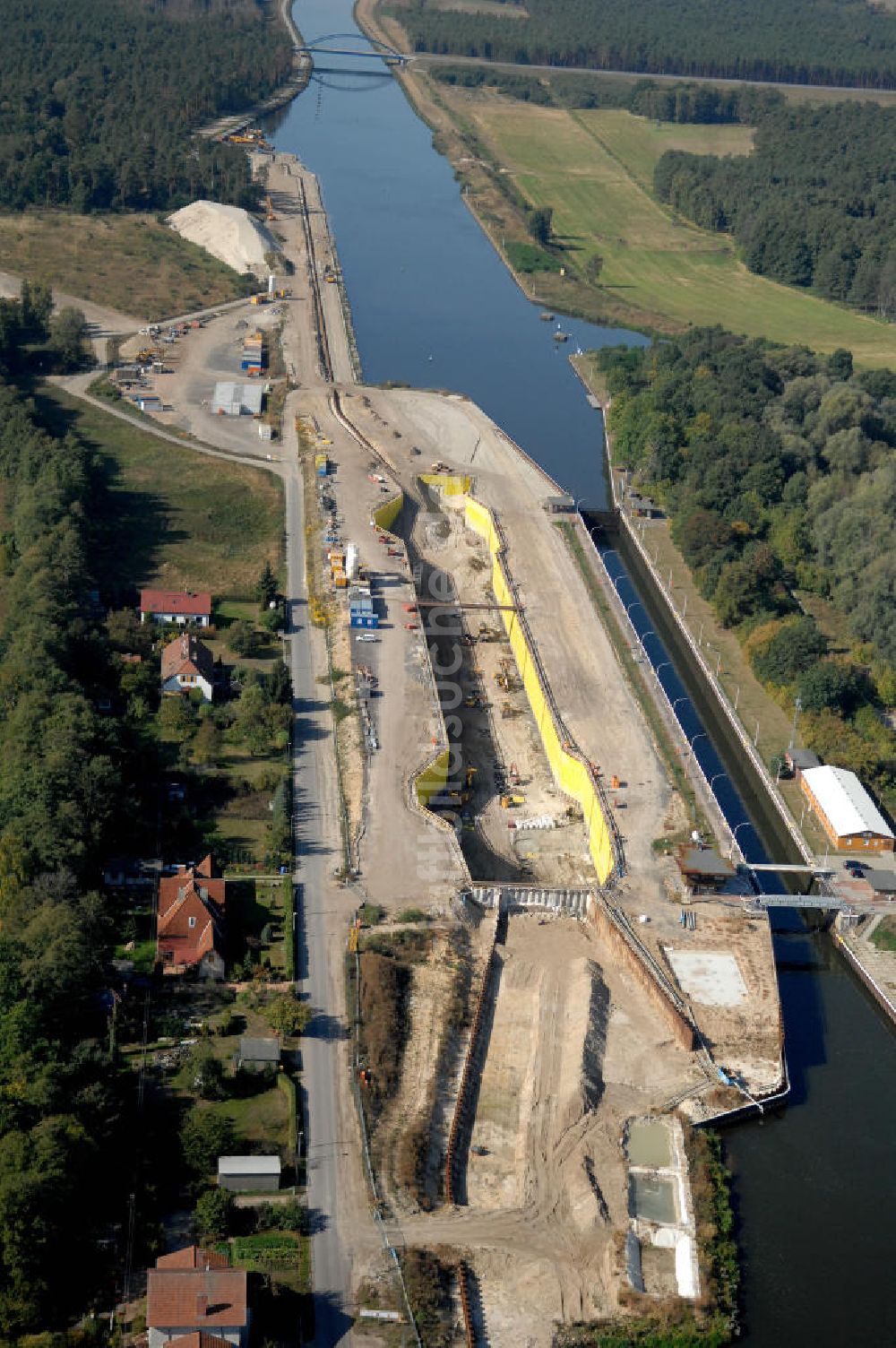 Luftaufnahme Wusterwitz - Baustelle der 2. Schleuse Wusterwitz