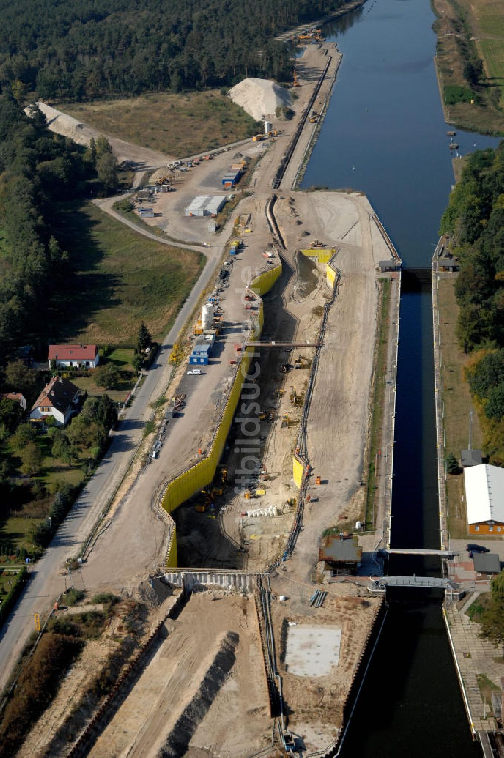 Wusterwitz aus der Vogelperspektive: Baustelle der 2. Schleuse Wusterwitz