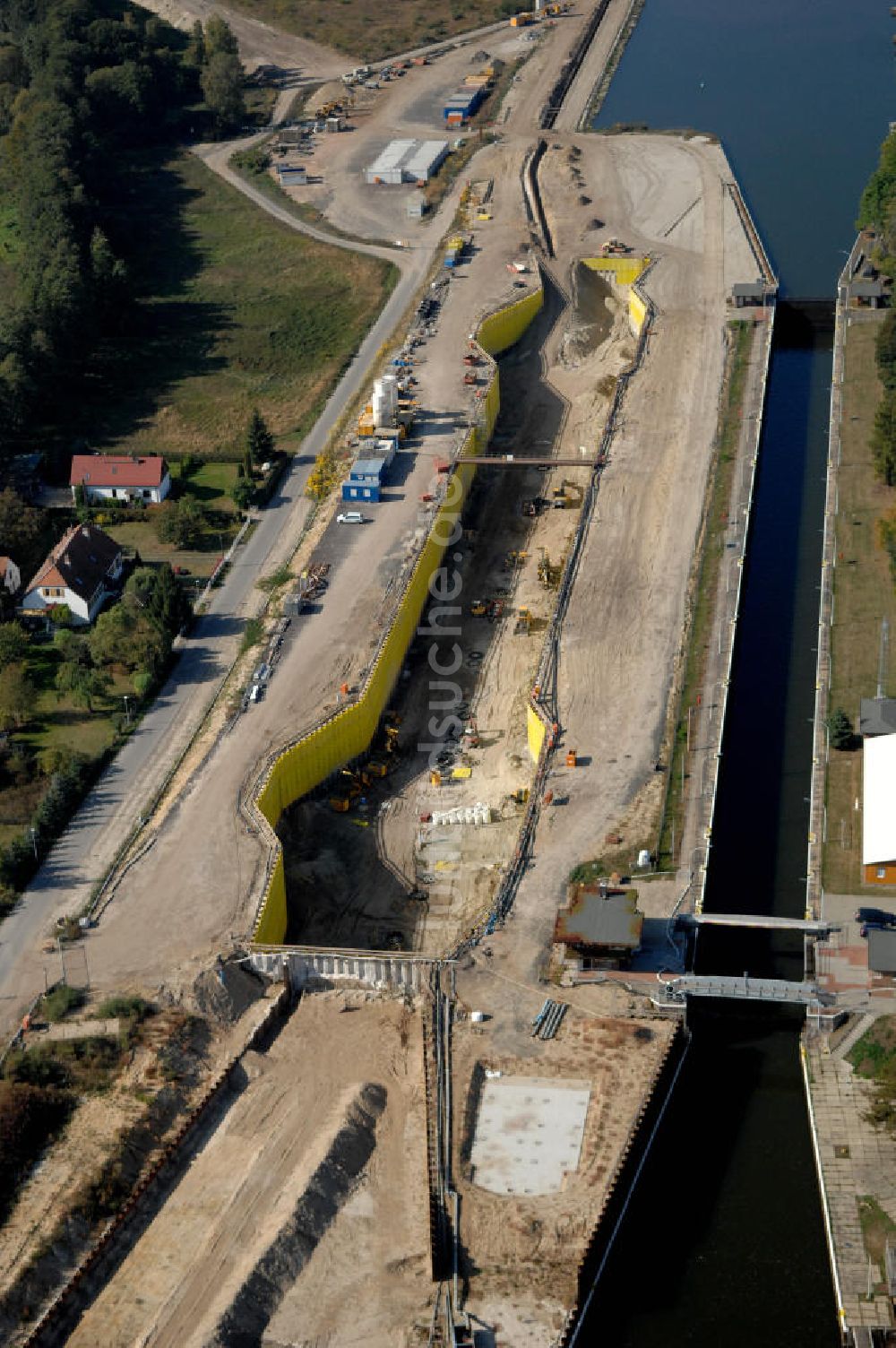 Luftbild Wusterwitz - Baustelle der 2. Schleuse Wusterwitz