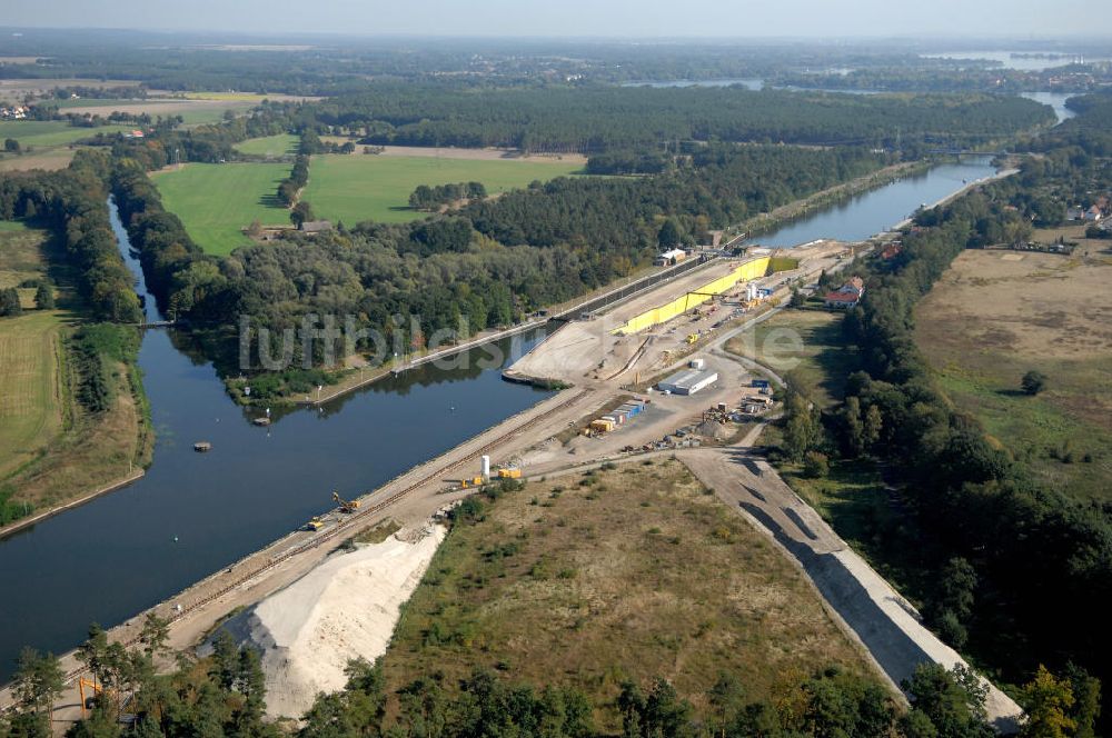 Luftbild Wusterwitz - Baustelle der 2. Schleuse Wusterwitz