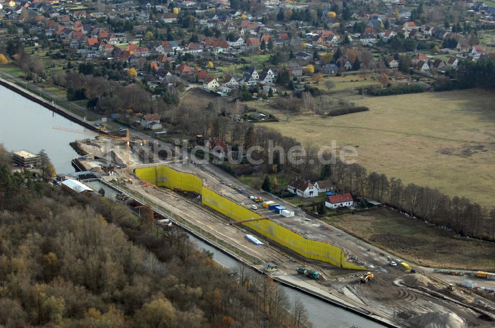 Wusterwitz von oben - Baustelle der 2. Schleuse Wusterwitz