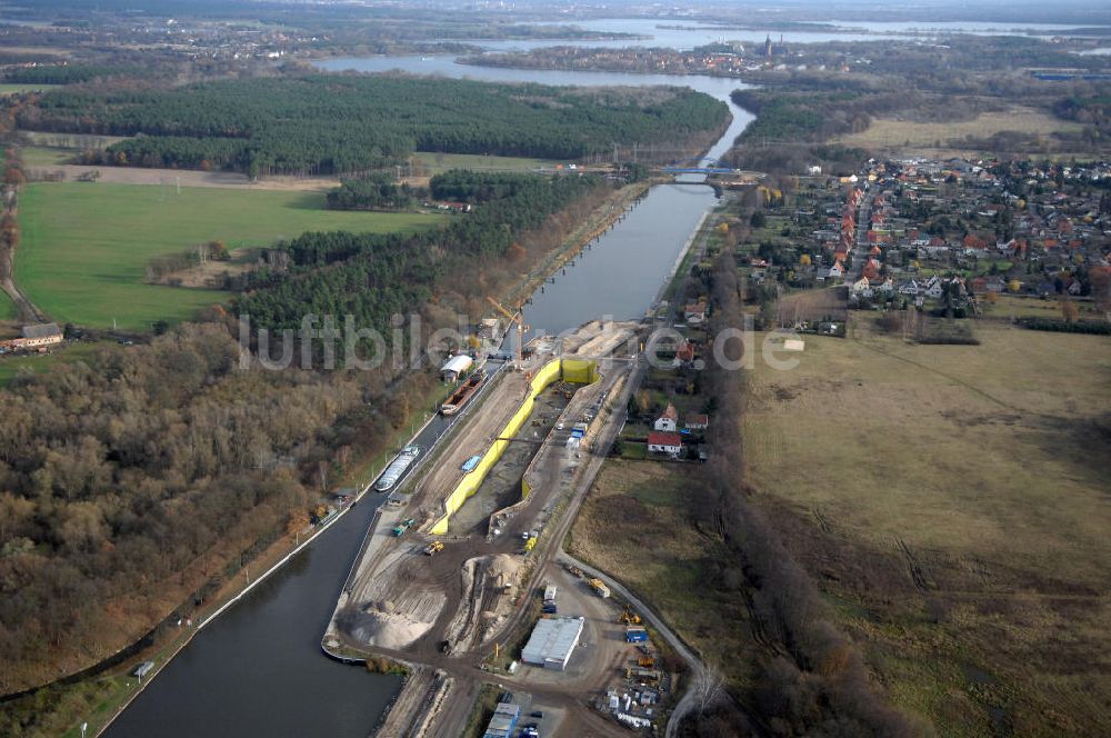 Luftaufnahme Wusterwitz - Baustelle der 2. Schleuse Wusterwitz