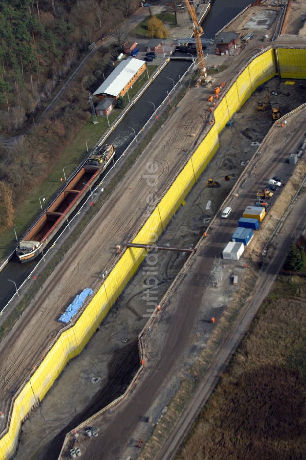 Wusterwitz von oben - Baustelle der 2. Schleuse Wusterwitz