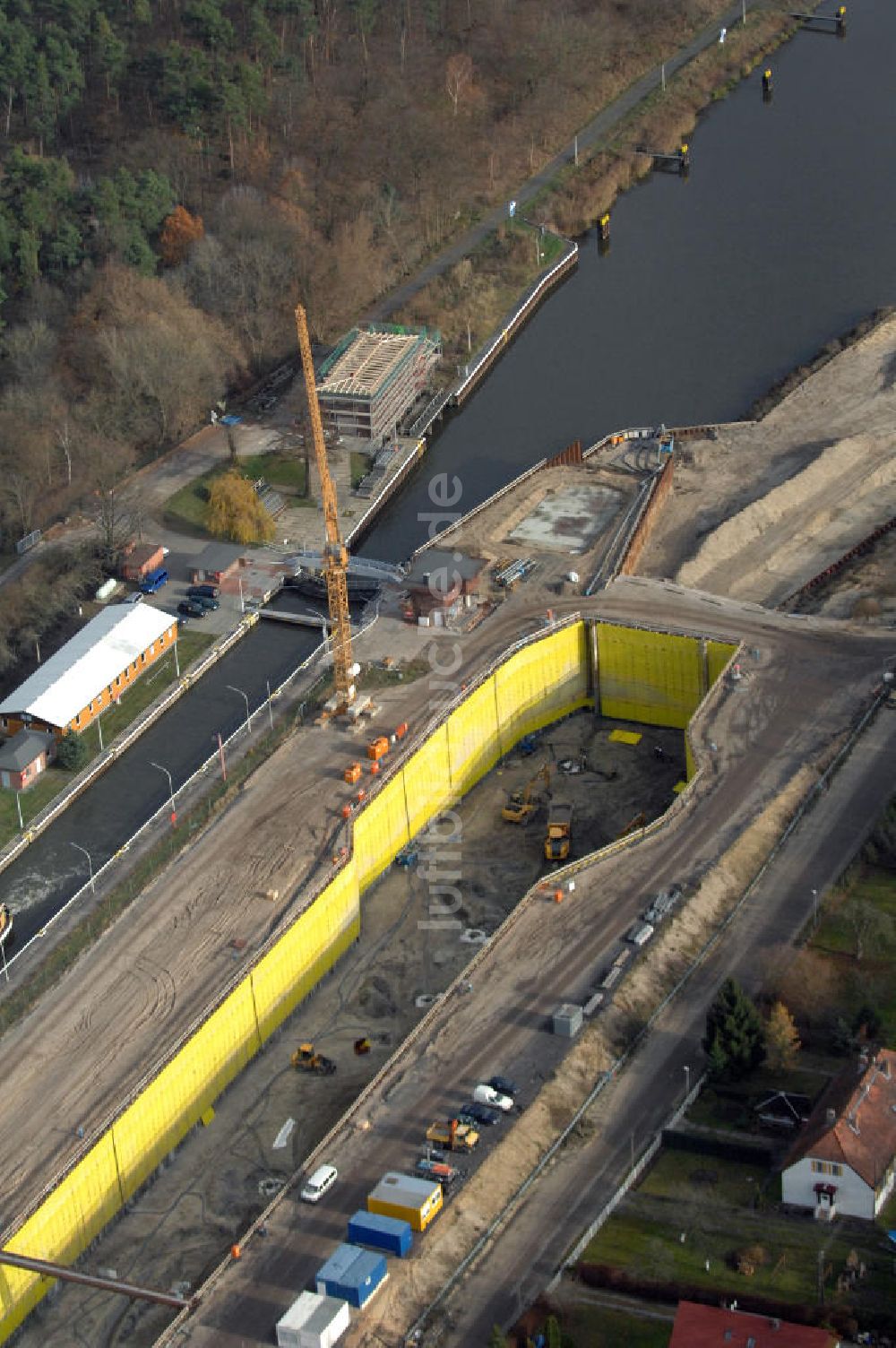 Wusterwitz aus der Vogelperspektive: Baustelle der 2. Schleuse Wusterwitz