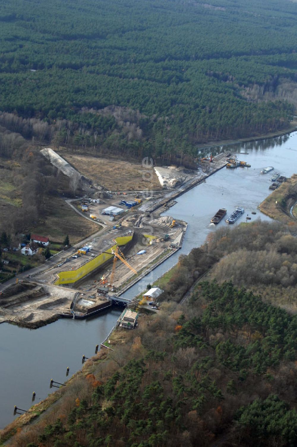 Luftbild Wusterwitz - Baustelle der 2. Schleuse Wusterwitz