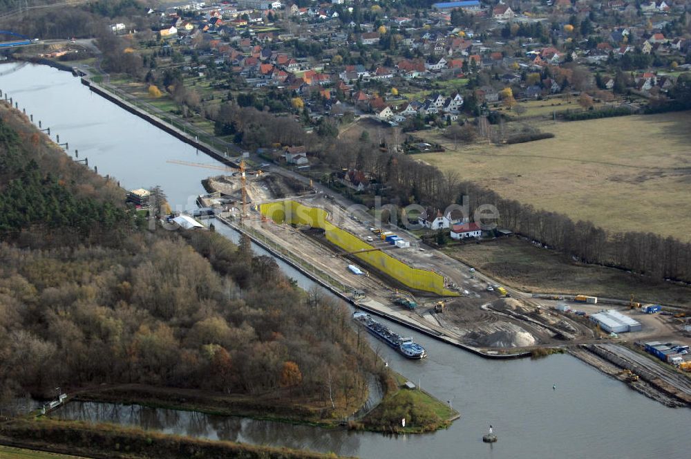 Luftbild Wusterwitz - Baustelle der 2. Schleuse Wusterwitz