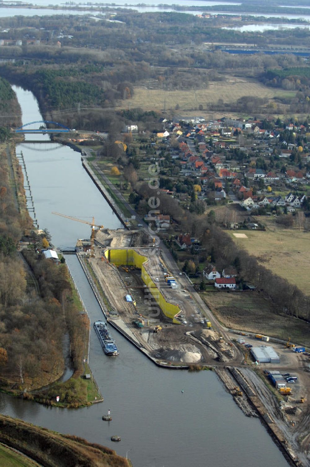 Luftaufnahme Wusterwitz - Baustelle der 2. Schleuse Wusterwitz