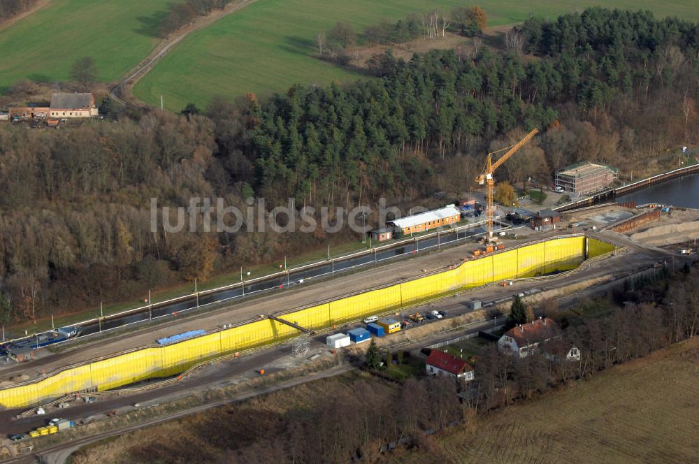 Wusterwitz von oben - Baustelle der 2. Schleuse Wusterwitz