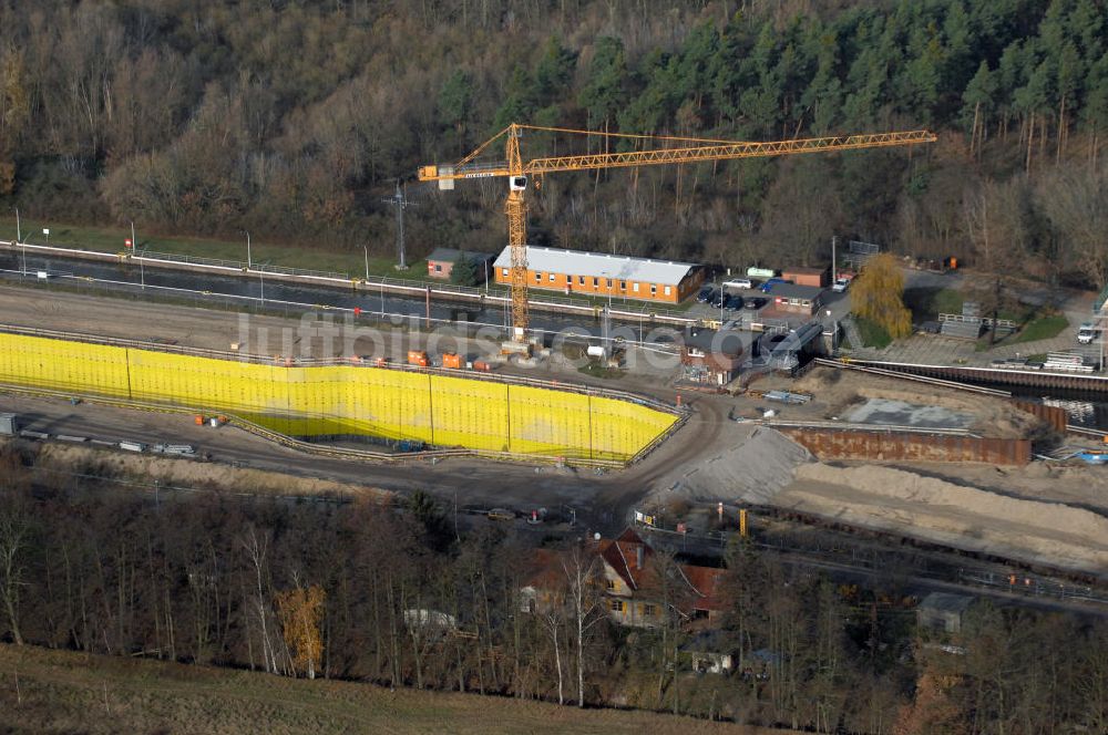 Luftbild Wusterwitz - Baustelle der 2. Schleuse Wusterwitz