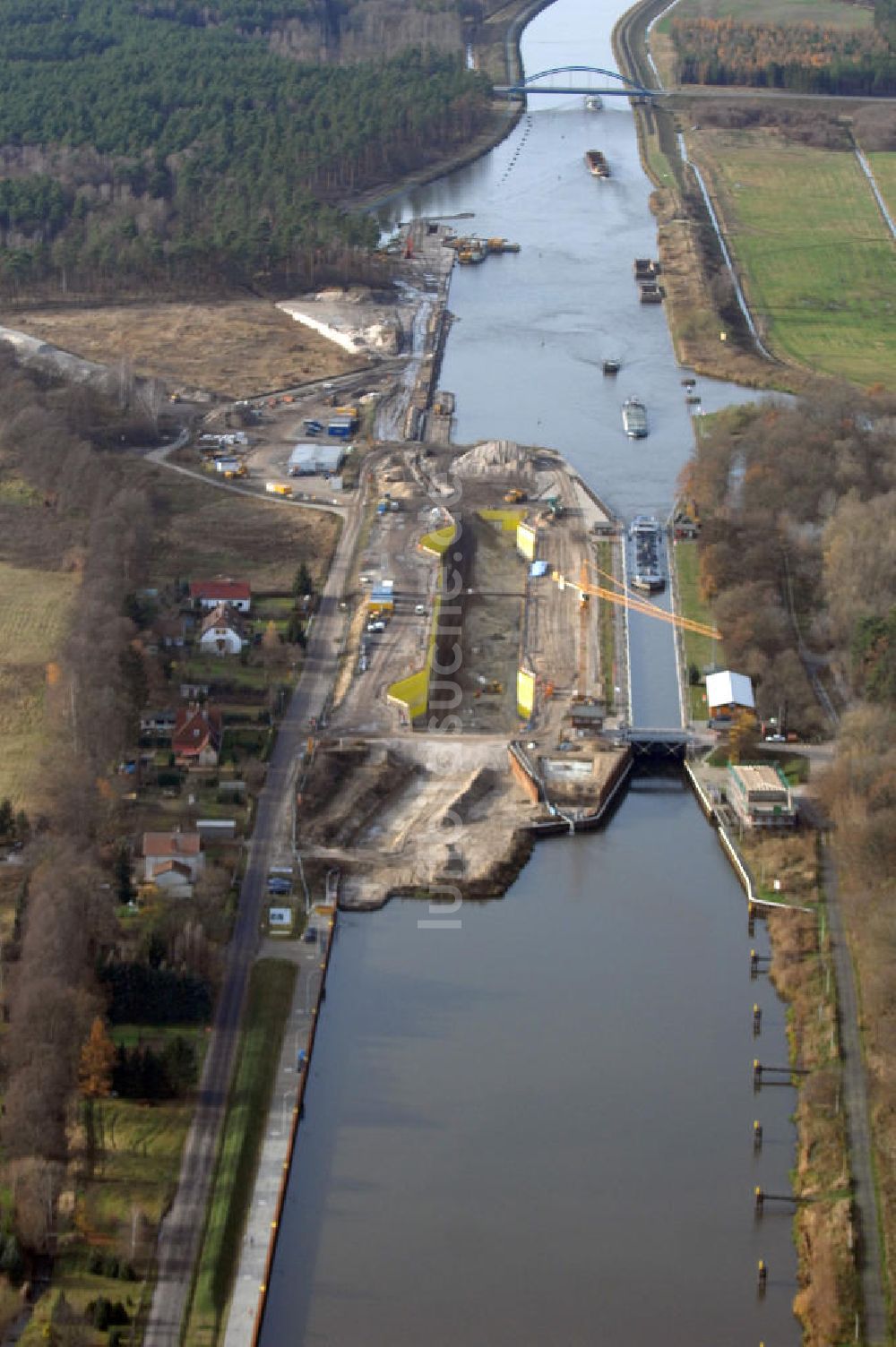 Luftaufnahme Wusterwitz - Baustelle der 2. Schleuse Wusterwitz