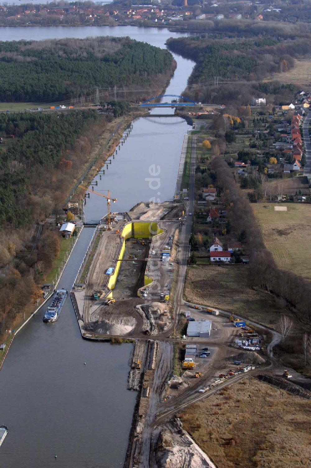 Luftbild Wusterwitz - Baustelle der 2. Schleuse Wusterwitz