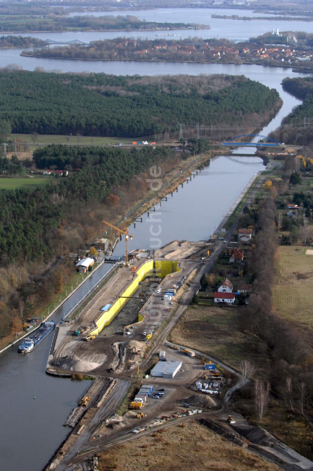 Luftaufnahme Wusterwitz - Baustelle der 2. Schleuse Wusterwitz