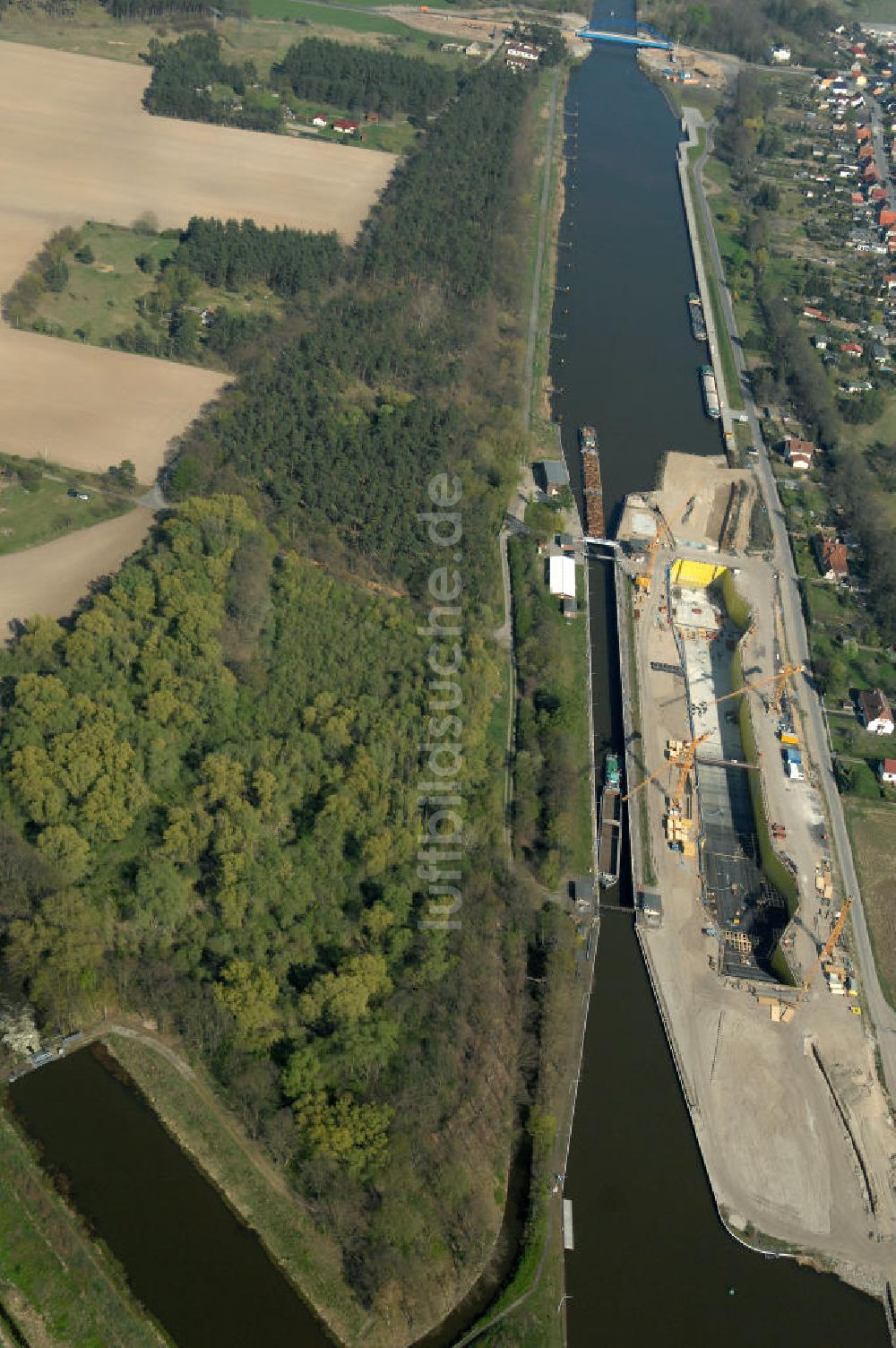 Luftaufnahme Wusterwitz - Baustelle der 2. Schleuse Wusterwitz