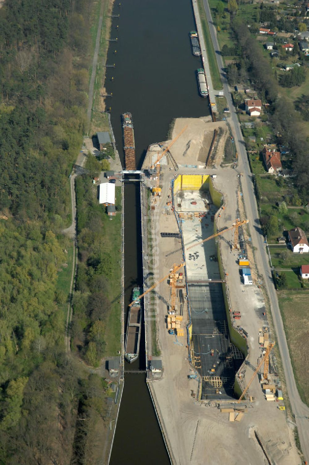 Wusterwitz von oben - Baustelle der 2. Schleuse Wusterwitz