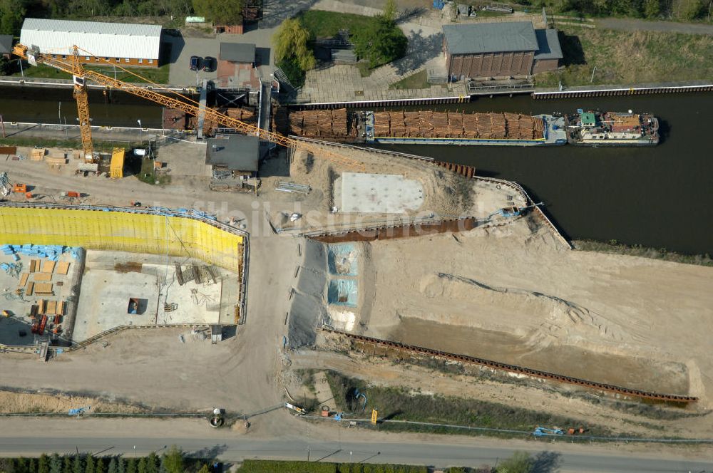 Luftbild Wusterwitz - Baustelle der 2. Schleuse Wusterwitz