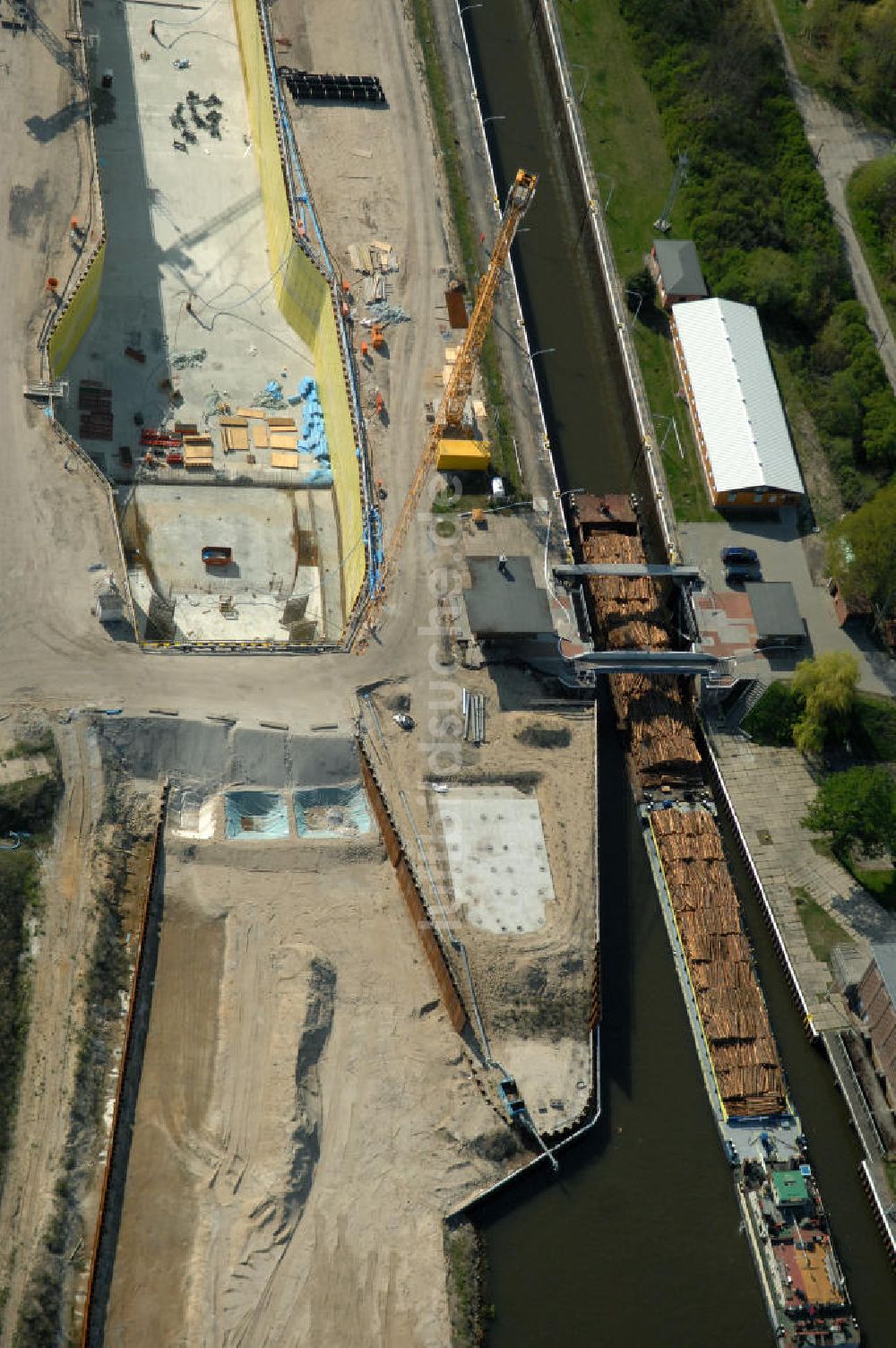 Luftaufnahme Wusterwitz - Baustelle der 2. Schleuse Wusterwitz