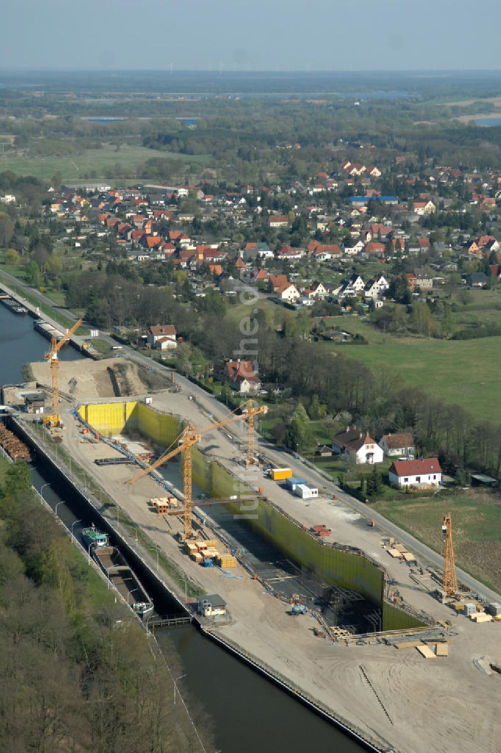 Luftbild Wusterwitz - Baustelle der 2. Schleuse Wusterwitz