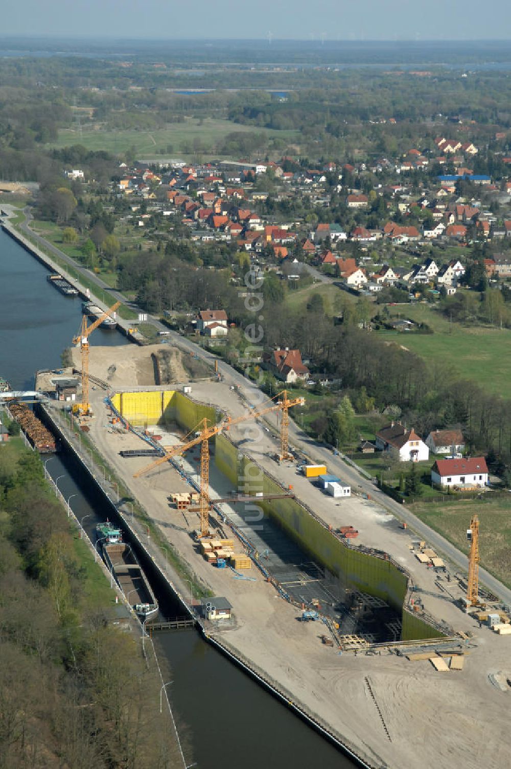 Luftaufnahme Wusterwitz - Baustelle der 2. Schleuse Wusterwitz