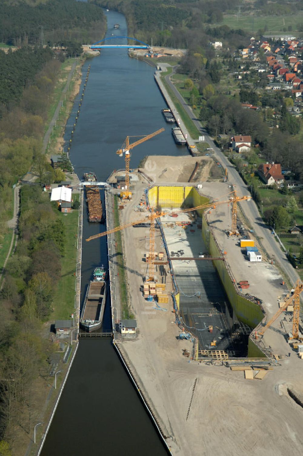 Wusterwitz von oben - Baustelle der 2. Schleuse Wusterwitz