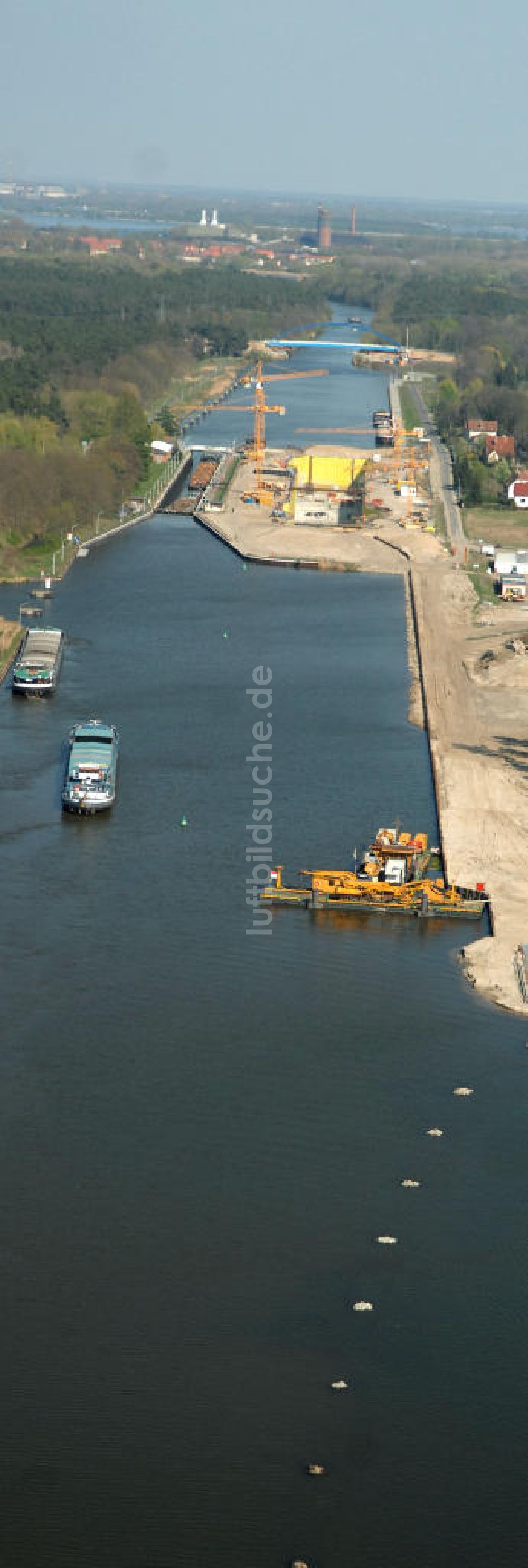 Luftbild Wusterwitz - Baustelle der 2. Schleuse Wusterwitz