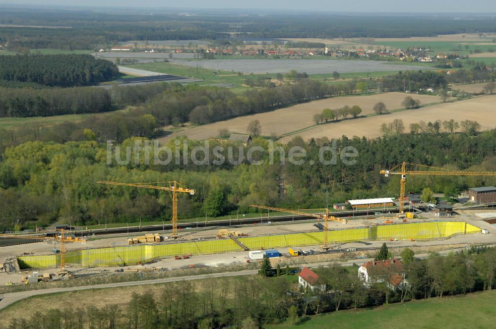 Luftbild Wusterwitz - Baustelle der 2. Schleuse Wusterwitz