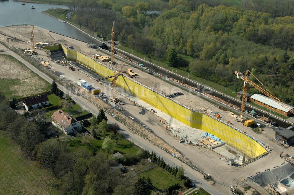 Wusterwitz von oben - Baustelle der 2. Schleuse Wusterwitz