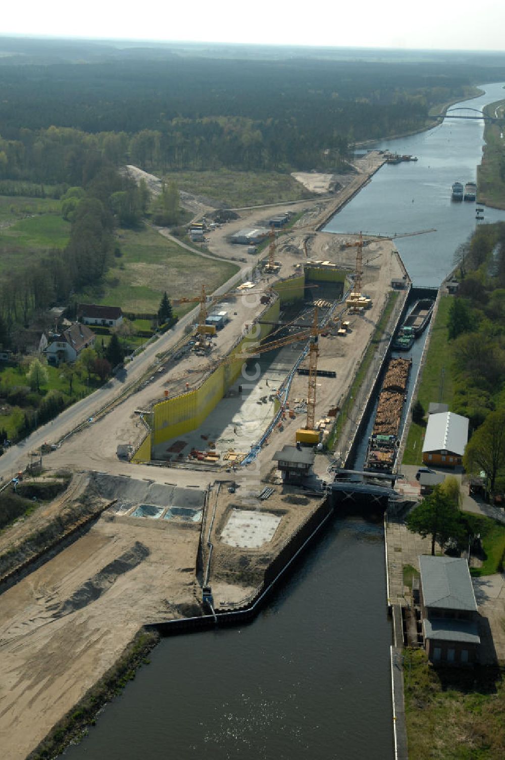 Luftbild Wusterwitz - Baustelle der 2. Schleuse Wusterwitz