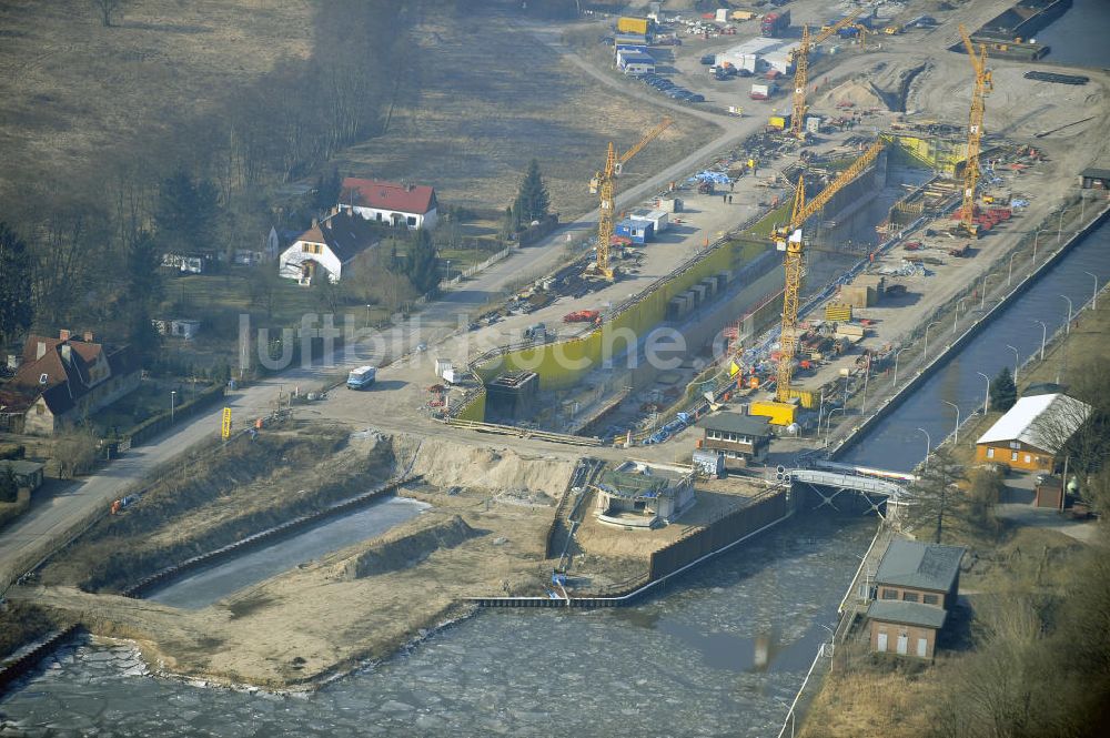 Wusterwitz von oben - Baustelle der 2. Schleuse Wusterwitz