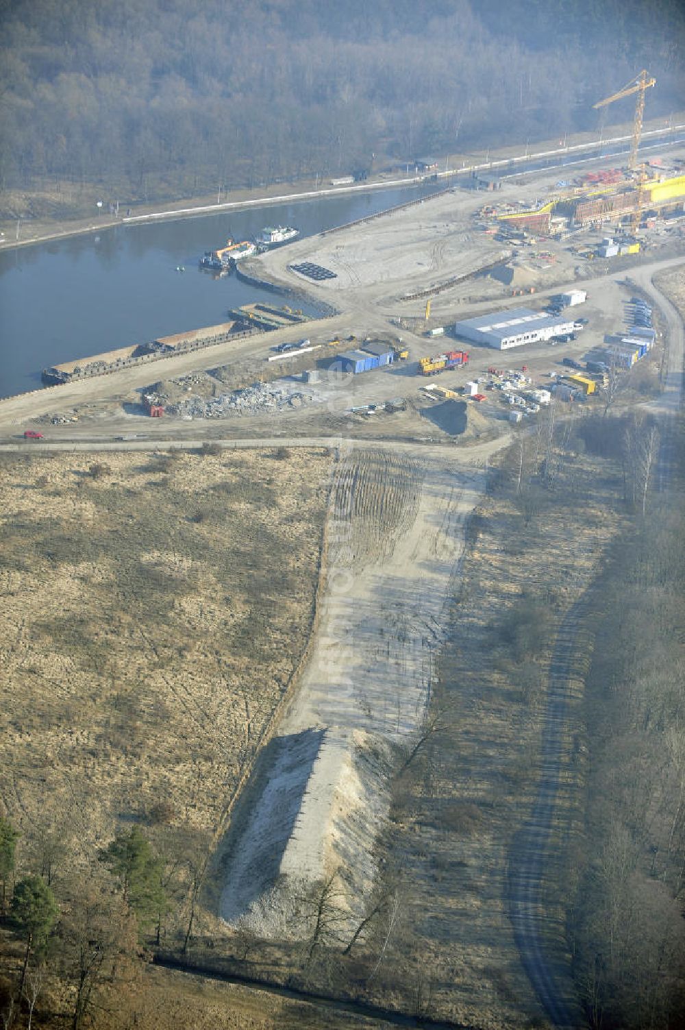 Luftaufnahme Wusterwitz - Baustelle der 2. Schleuse Wusterwitz