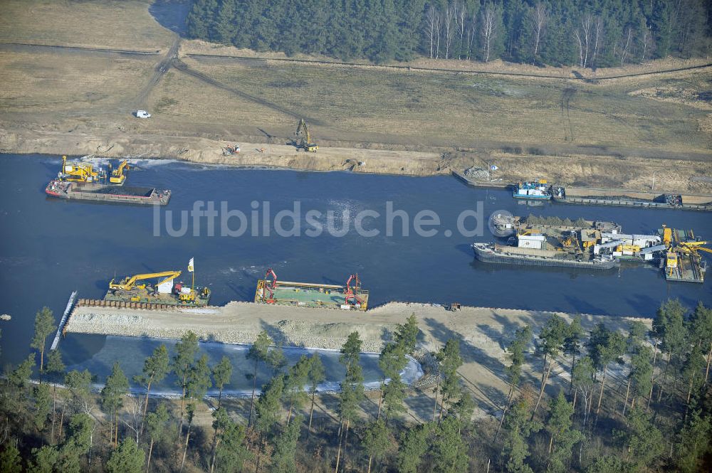 Wusterwitz von oben - Baustelle der 2. Schleuse Wusterwitz