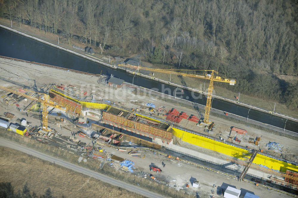 Wusterwitz von oben - Baustelle der 2. Schleuse Wusterwitz