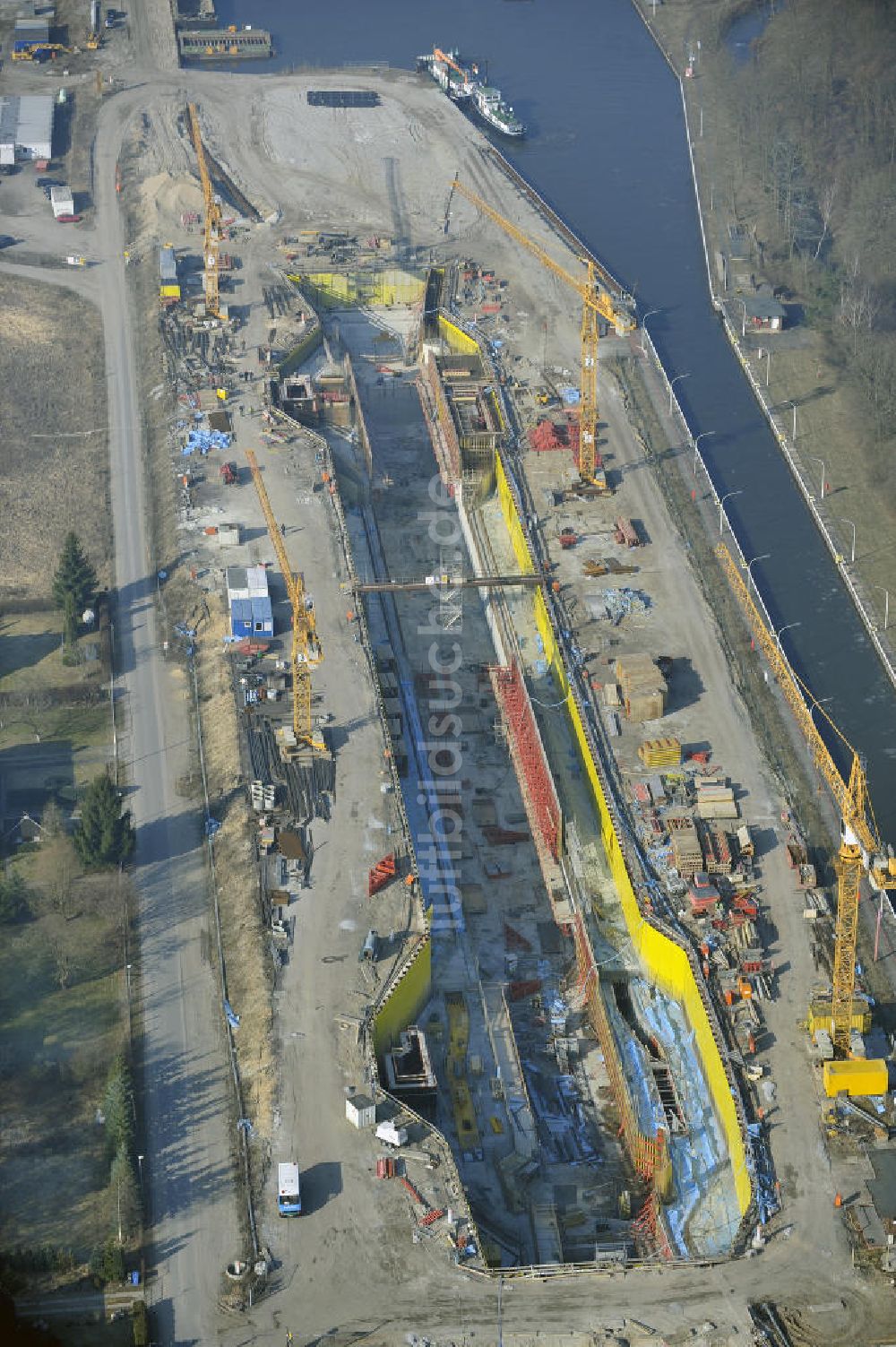 Wusterwitz von oben - Baustelle der 2. Schleuse Wusterwitz