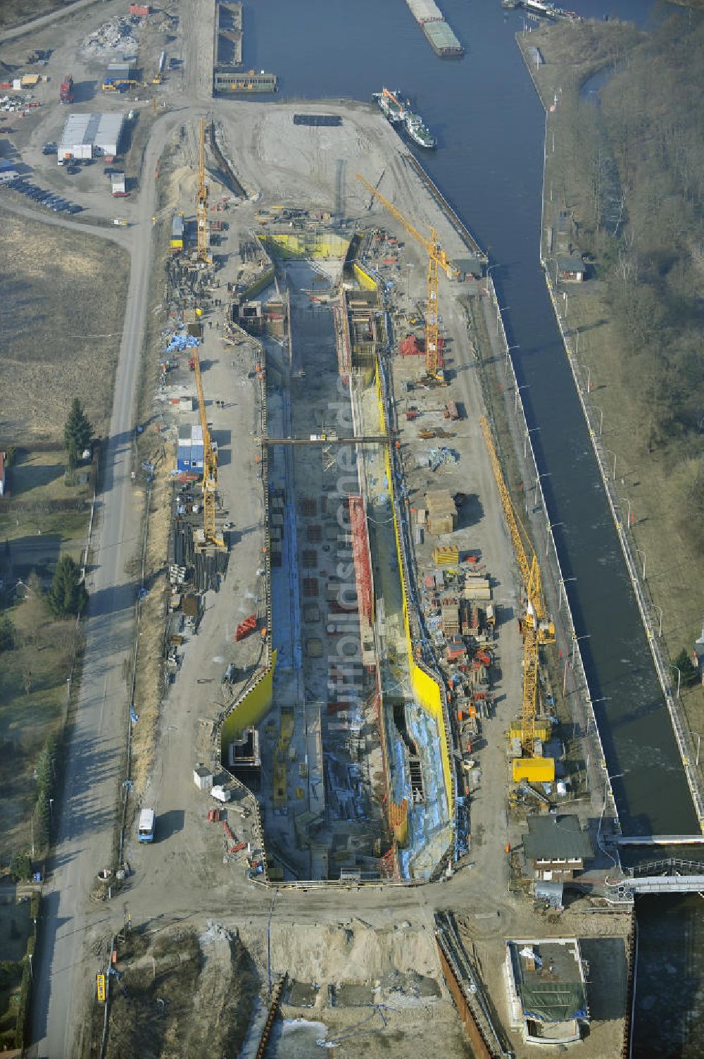 Wusterwitz aus der Vogelperspektive: Baustelle der 2. Schleuse Wusterwitz