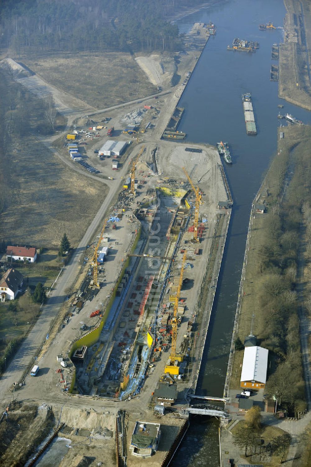 Luftbild Wusterwitz - Baustelle der 2. Schleuse Wusterwitz