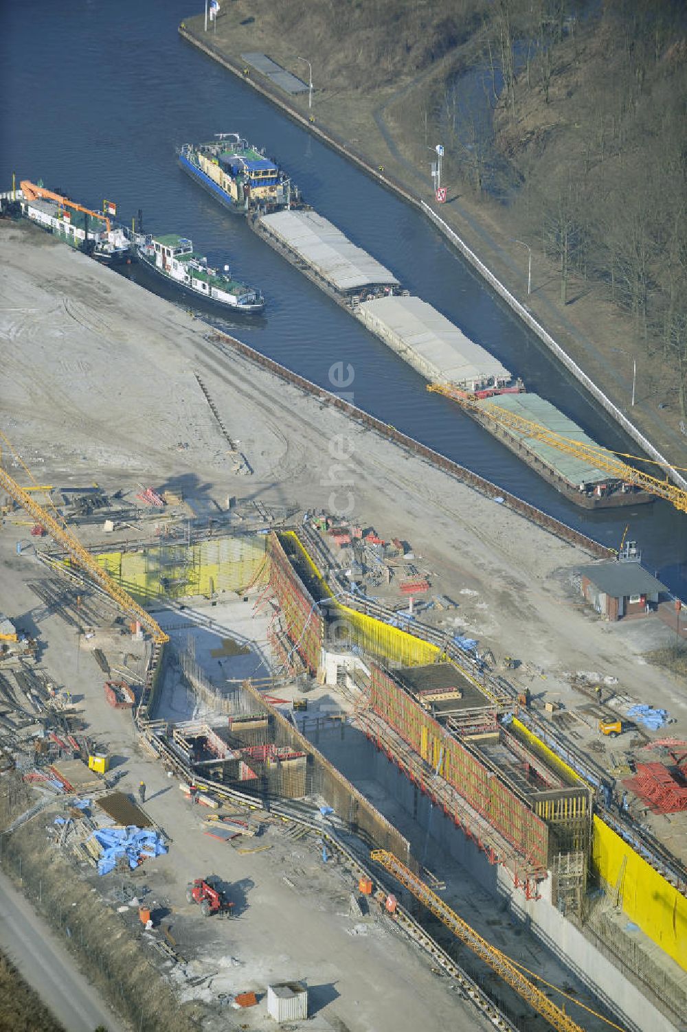 Wusterwitz von oben - Baustelle der 2. Schleuse Wusterwitz