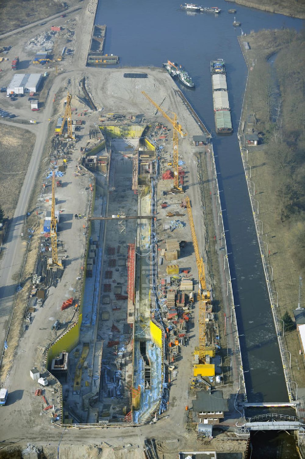 Luftbild Wusterwitz - Baustelle der 2. Schleuse Wusterwitz