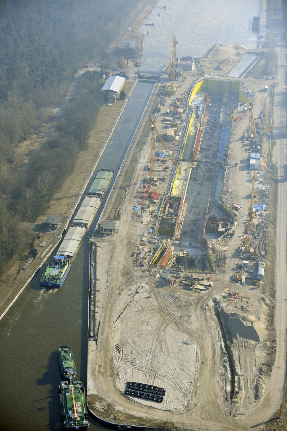 Luftaufnahme Wusterwitz - Baustelle der 2. Schleuse Wusterwitz