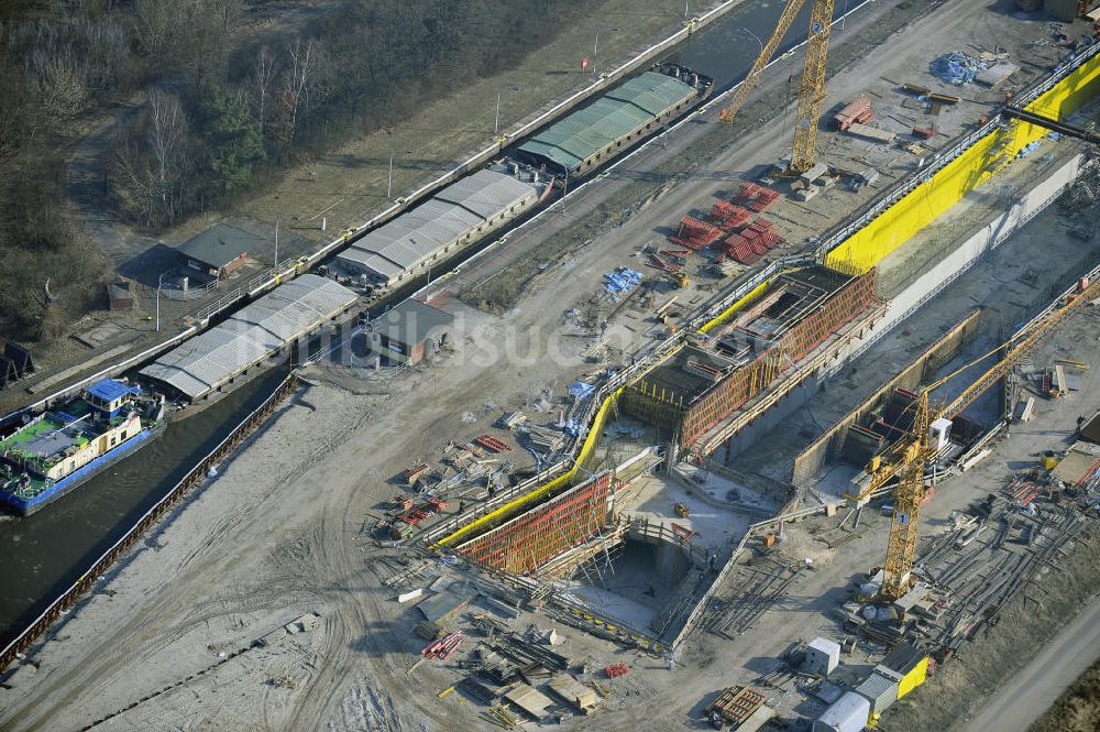 Wusterwitz von oben - Baustelle der 2. Schleuse Wusterwitz