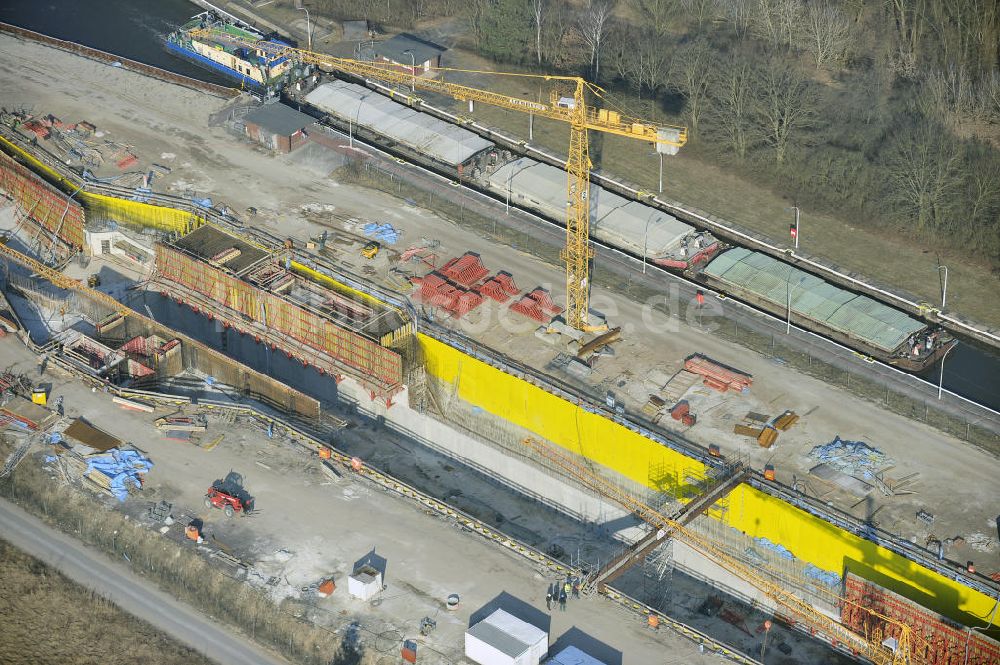 Wusterwitz von oben - Baustelle der 2. Schleuse Wusterwitz