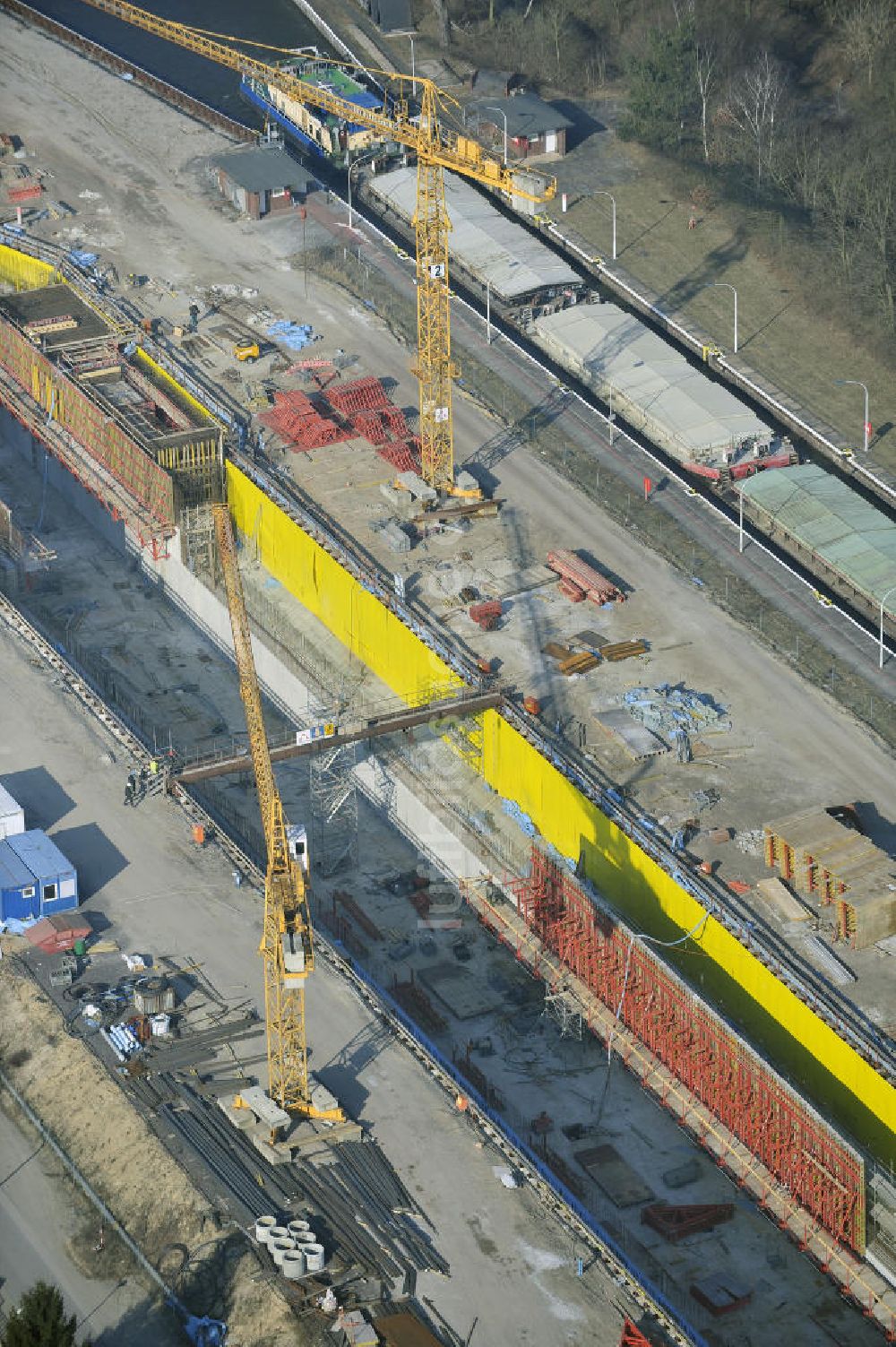 Wusterwitz aus der Vogelperspektive: Baustelle der 2. Schleuse Wusterwitz