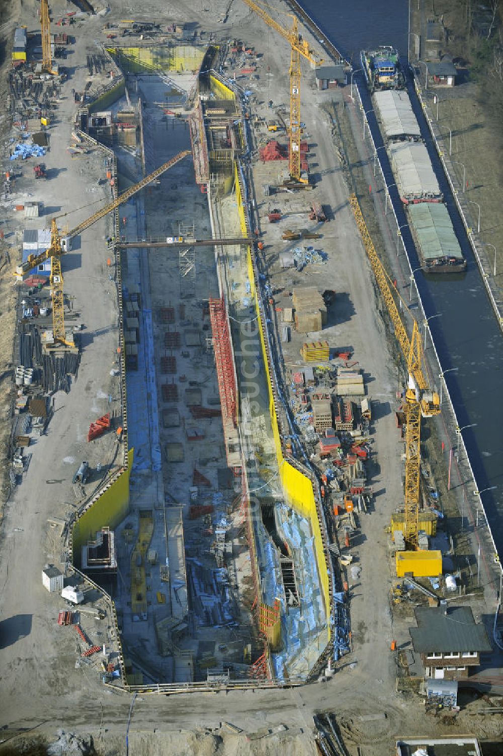 Luftaufnahme Wusterwitz - Baustelle der 2. Schleuse Wusterwitz