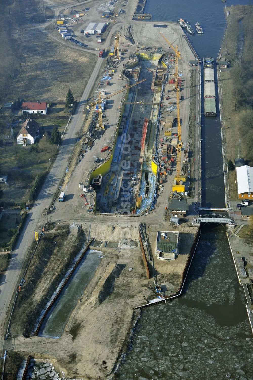 Wusterwitz von oben - Baustelle der 2. Schleuse Wusterwitz