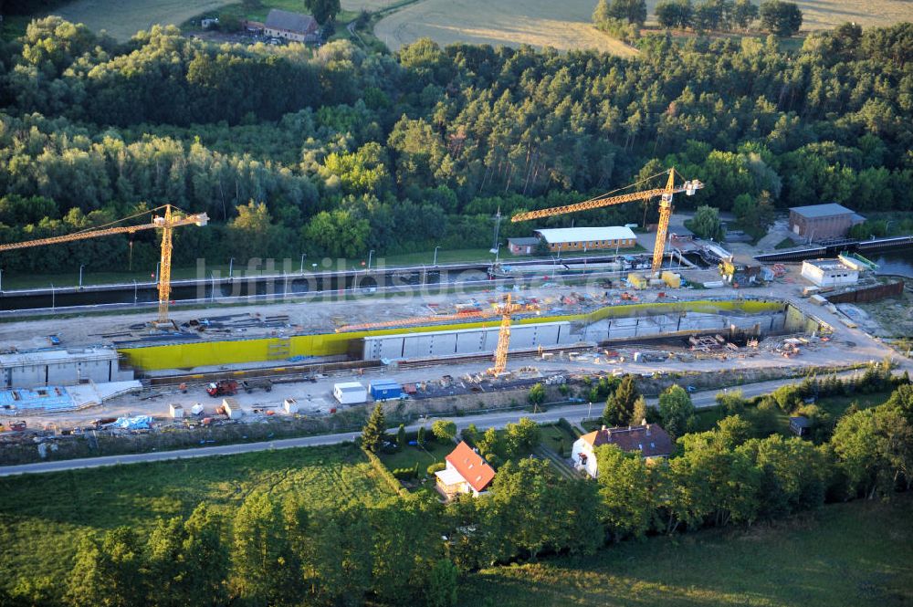 Wusterwitz von oben - Baustelle der 2. Schleuse Wusterwitz am Elbe-Havel-Kanal