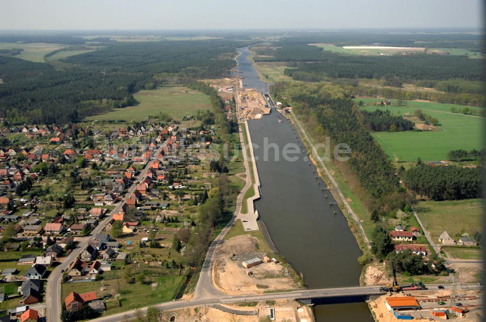 WUSTERWITZ aus der Vogelperspektive: Baustelle Schleuse in Wusterwitz am Elbe-Havel-Kanal