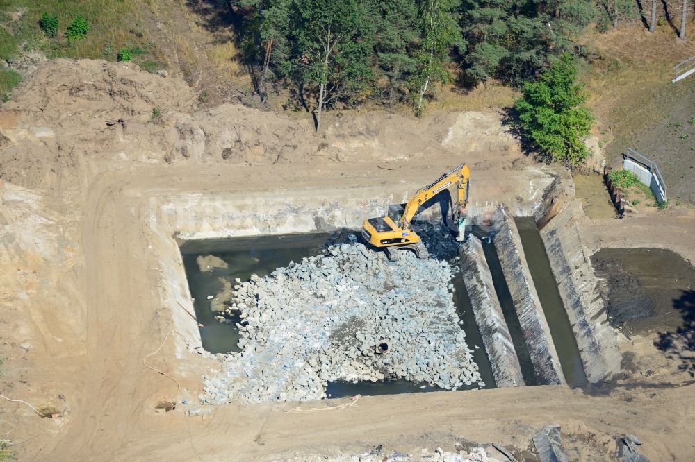 Luftaufnahme Zerben - Baustelle Schleuse Zerben und Zerbener Brücke am Elbe-Havel-Kanal im Bundesland Sachsen-Anhalt