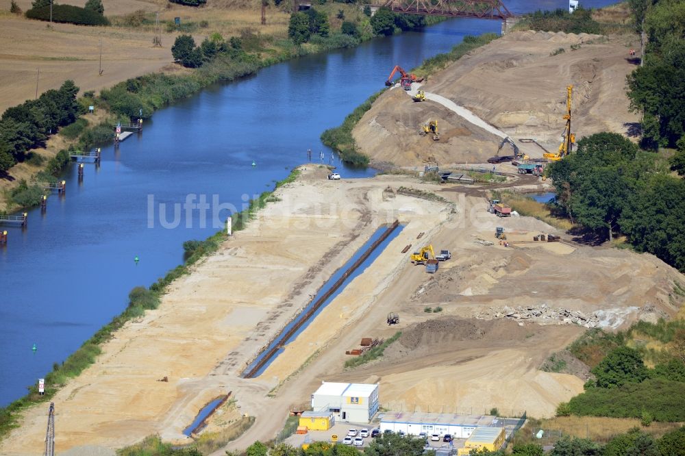 Luftbild Zerben - Baustelle Schleuse Zerben und Zerbener Brücke am Elbe-Havel-Kanal im Bundesland Sachsen-Anhalt